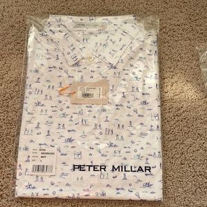 Brand new in OG package.  Peter Miller white polo with summer print.
